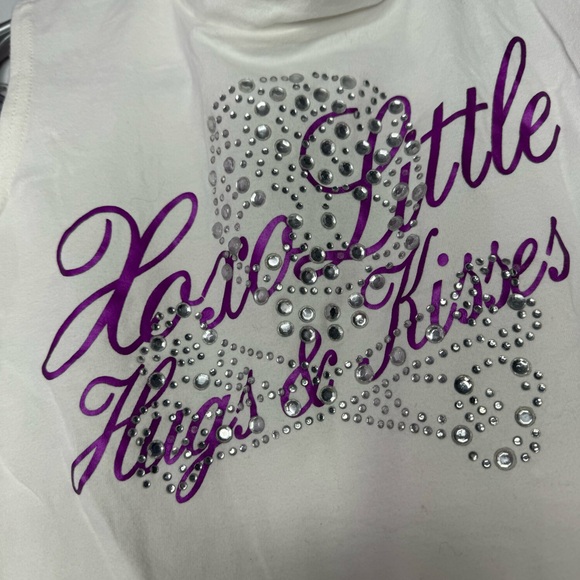 Xoxo hugs & kisses tank top bling holographic silver purple white mock neck y2k - Picture 6 of 6